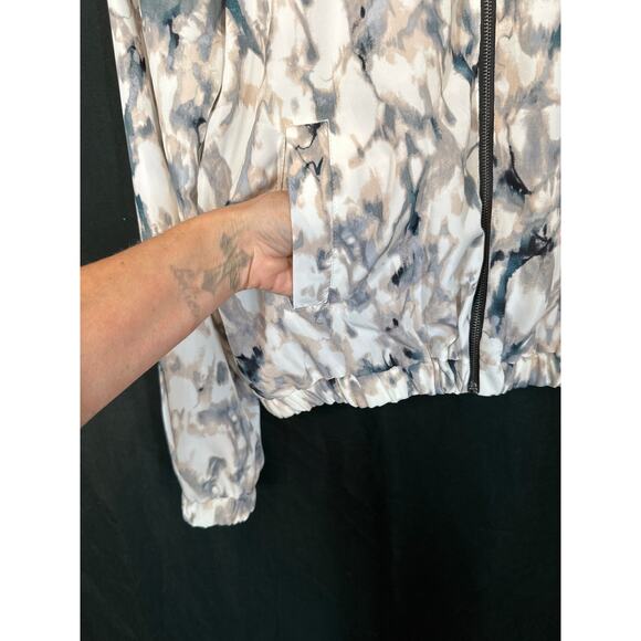 OLIVE+OAK Bomber Jacket M Silky Marble Print Streetwear Gorpcore Utility - Picture 6 of 15